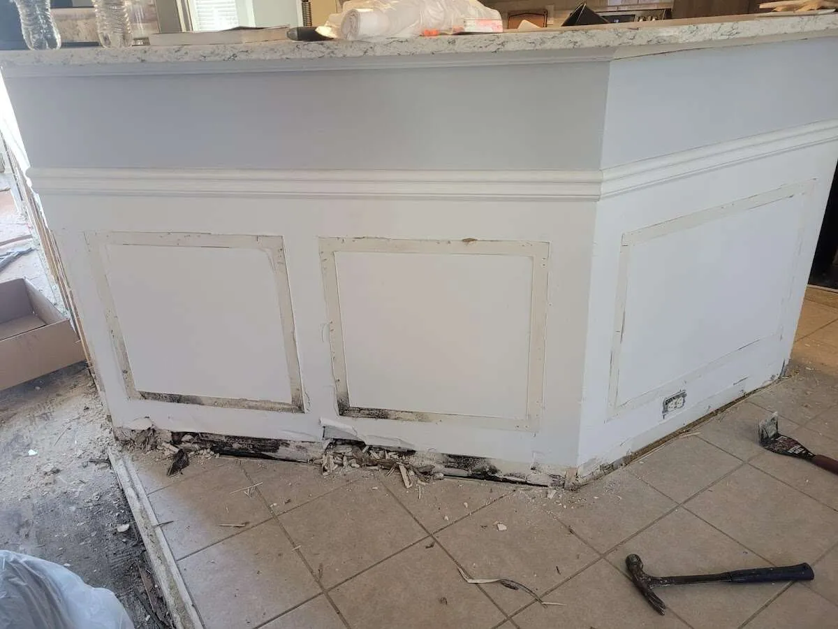 Water damage and mold on kitchen during Storm Damage Restoration in Compton